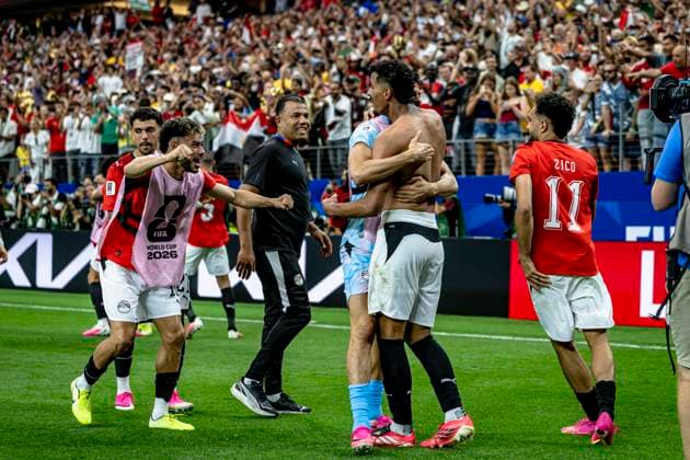 DALLAS - Hossam Abdelmaguid of Egypt celebrates the victory during the 2026 World Cup match between Australia and Egypt at Dallas Stadium on July 3, 2026, in Dallas, United States. (Photo by Stefan Koops EYE4IMAGES DeFodi Images) - *** DALLAS Hossam Abdelmaguid of Egypt celebrates the victory during the 2026 World Cup match between Australia and Egypt at Dallas Stadium on July 3, 2026, in Dallas, United States. Photo by Stefan Koops, EYE4IMAGES, DeFodi Images