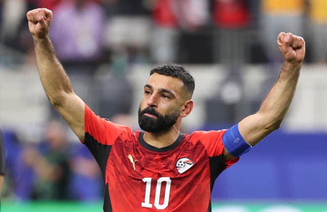 (260704) -- DALLAS, July 4, 2026 -- Mohamed Salah of Egypt celebrates victory after the round of 32 match between Australia and Egypt at the 2026 FIFA World Cup, WM, Weltmeisterschaft, Fussball at Dallas Stadium in Dallas, the United States, July 3, 2026. ) (SP)U.S.-DALLAS-FOOTBALL-FIFA WORLD CUP-ROUND OF 32-AUS VS EGY LixYing 