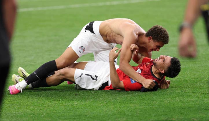 (260704) -- DALLAS, July 4, 2026 -- Players of Egypt celebrate victory after the round of 32 match between Australia and Egypt at the 2026 FIFA World Cup, WM, Weltmeisterschaft, Fussball at Dallas Stadium in Dallas, the United States, July 3, 2026. ) (SP)U.S.-DALLAS-FOOTBALL-FIFA WORLD CUP-ROUND OF 32-AUS VS EGY LixYing 