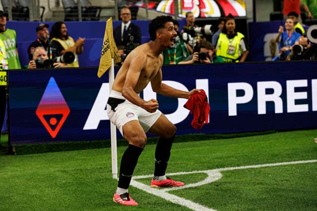 Hossam Abdelmaguid seen celebrating after winning penalty shootout during FIFA World Cup, WM, Weltmeisterschaft, Fussball 2026 game between national teams of Australia and Egypt (Grzegorz Wajda Ball Raw Images) Arlington Dallas Stadium USA Copyright: xGrzegorzxWajdax grzegorzwajda_australia_egypt_2526_7-29
