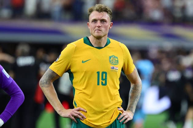 Harry Souttar of Australia visibly upset after Australia lose to Egypt in a penalty shoot out during the FIFA World Cup, WM, Weltmeisterschaft, Fussball 2026 last 32 match between Australia and Egypt at AT&T Stadium, Dallas, USA on 3 July 2026. Copyright: xPeterxDovganx 45210064