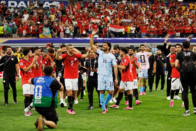 Players of Egypt seen celebrating after winning penalty shootout during FIFA World Cup, WM, Weltmeisterschaft, Fussball 2026 game between national teams of Australia and Egypt (Grzegorz Wajda Ball Raw Images) Arlington Dallas Stadium USA Copyright: xGrzegorzxWajdax grzegorzwajda_australia_egypt_2526_7-46