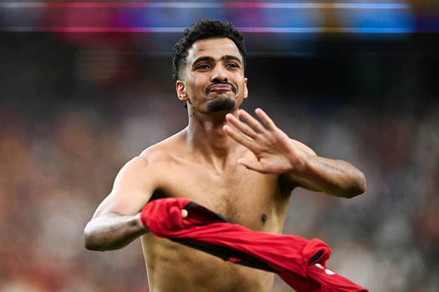 Hossam Abdelmaguid of Egypt celebrates scoring in penalty kicks and winning the FIFA Men’s World Cup 2026 round of 32 football match between Australia and Egypt at Dallas Stadium, in Arlington on July 03 2026 (Photo by Nayra Halm SPP)  Copyright: xNayraxHalm SPPx Sportspressphoto_SPR184198