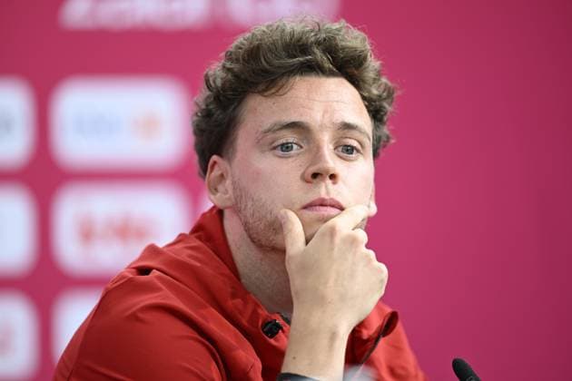 Belgian national football team - FIFA World Cup, WM, Weltmeisterschaft, Fussball 2026 - media activities 03 07 2026 RENTON, UNITED STATES OF AMERICA - JULY 03 : De Cuyper Maxim defender of Belgium talking to the press during a press conference, PK, Pressekonferenz of the Belgian national football team during the FIFA World Cup 2026 on July 3, 2026 in Renton, United States of America, 03 07 2026 Renton United States of America  Copyright: xNicoxVereeckenx