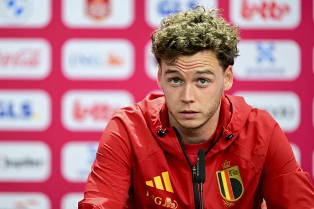 Belgium s Maxim De Cuyper pictured during a press moment of Belgian national soccer team Red Devils, on Friday 03 July 2026 in their base camp, home of the Seattle Sounders, Renton, Seattle, USA. The Rode Duivels - Diables Rouges qualified for the knockout stage of the 2026 FIFA World Cup, WM, Weltmeisterschaft, Fussball where they ll meet USA in the round of 16 on July 7th. DIRKxWAEM  x180284604x