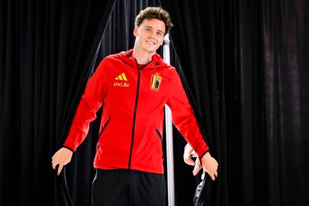 Belgian national football team - FIFA World Cup, WM, Weltmeisterschaft, Fussball 2026 - media activities 03 07 2026 LOS ANGELES, UNITED STATES OF AMERICA - JULY 03 : De Cuyper Maxim defender of Belgium pictured during a press conference, PK, Pressekonferenz at the SoFi Stadium prior to the Belgium vs Iran match during the 2026 FIFA World Cup on July 3, 2026 in Los Angeles, United States of America, 03 07 2026 Los Angeles United States of America  Copyright: xJanxDexMeuleneirx