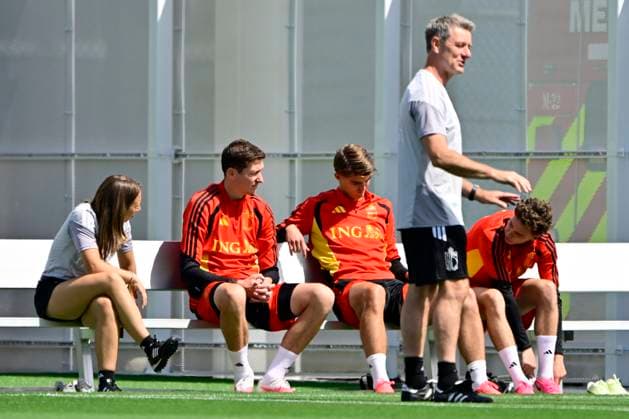 Belgian national football team - FIFA World Cup, WM, Weltmeisterschaft, Fussball 2026 - media activities 03 07 2026 RENTON, UNITED STATES OF AMERICA - JULY 03 : Vanaken Hans midfielder of Belgium, De Ketelaere Charles midfielder of Belgium , De Cuyper Maxim defender of Belgium pictured during a training session of the Belgian national football team during the FIFA World Cup 2026 on July 3, 2026 in Renton, United States of America, 03 07 2026 Renton United States of America  Copyright: xJanxDexMeuleneirx