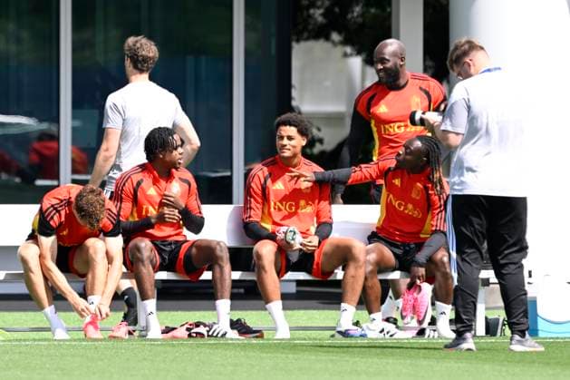 Belgian national football team - FIFA World Cup, WM, Weltmeisterschaft, Fussball 2026 - media activities 03 07 2026 RENTON, UNITED STATES OF AMERICA - JULY 03 : Doku Jeremy forward of Belgium, De Winter Koni defender of Belgium, Lukaku Romelu forward of Belgium pictured during a training session of the Belgian national football team during the FIFA World Cup 2026 on July 3, 2026 in Renton, United States of America, 03 07 2026 Renton United States of America  Copyright: xNicoxVereeckenx