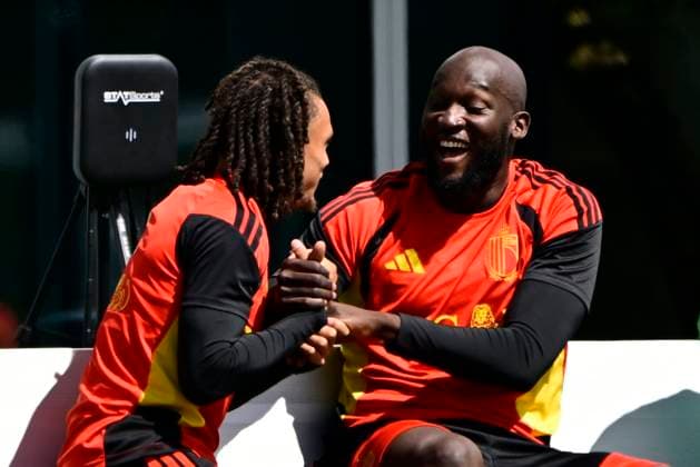Belgian national football team - FIFA World Cup, WM, Weltmeisterschaft, Fussball 2026 - media activities 03 07 2026 RENTON, UNITED STATES OF AMERICA - JULY 03 : Lukaku Romelu forward of Belgium, Moreira Da Silva Diego defender of Belgium pictured during a training session of the Belgian national football team during the FIFA World Cup 2026 on July 3, 2026 in Renton, United States of America, 03 07 2026 Renton United States of America  Copyright: xJanxDexMeuleneirx