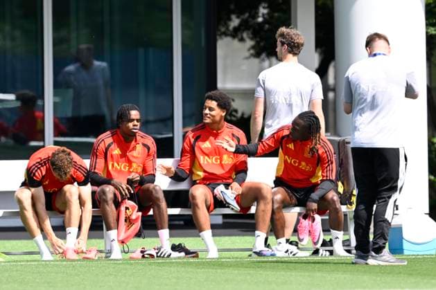 Belgian national football team - FIFA World Cup, WM, Weltmeisterschaft, Fussball 2026 - media activities 03 07 2026 RENTON, UNITED STATES OF AMERICA - JULY 03 : De Winter Koni defender of Belgium, Doku Jeremy forward of Belgium, Ngoy Nathan of Belgium pictured during a training session of the Belgian national football team during the FIFA World Cup 2026 on July 3, 2026 in Renton, United States of America, 03 07 2026 Renton United States of America  Copyright: xNicoxVereeckenx