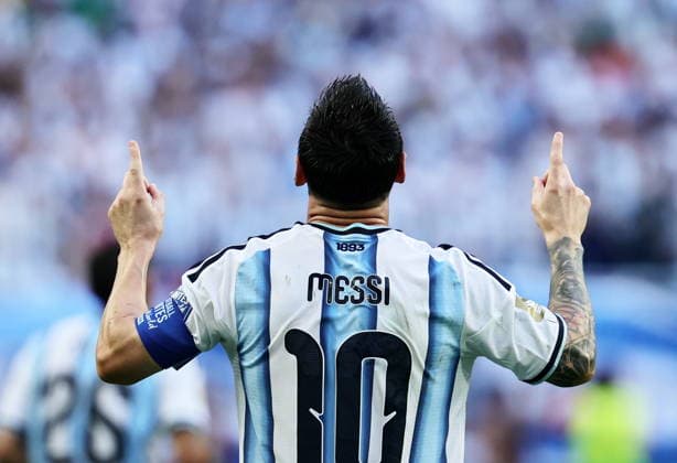 FIFA World Cup, WM, Weltmeisterschaft, Fussball 2026 - Round of 32 - Argentina vs Cape Verde Lionel Messi of Argentina celebrates scoring the opening goal during the FIFA World Cup 2026 Round of 32 match Argentina against Cape Verde, in Miami, USA, 03 July 2026. MIAMI United States  Copyright: xRONALDxWITTEKx