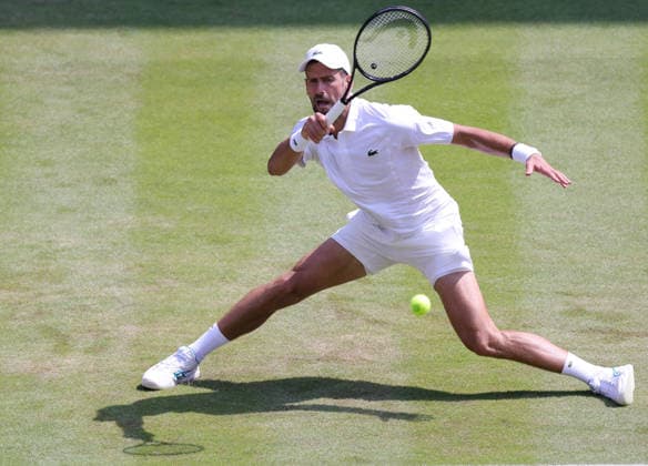 Novak Djokovic, SRB, during third round of 2026 All England Lawn Tennis Championships at Wimbledon, mens singles, London, 03 07 2026; - *** Novak Djokovic, SRB, during the third round of the 2026 All England Lawn Tennis Championships at Wimbledon, men s singles, London, July 3, 2026 
