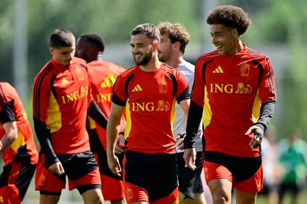 Belgian national football team - FIFA World Cup, WM, Weltmeisterschaft, Fussball 2026 - media activities 03 07 2026 RENTON, UNITED STATES OF AMERICA - JULY 03 : Raskin Nicolas midfielder of Belgium and Witsel Axel midfielder of Belgium pictured during a training session of the Belgian national football team during the FIFA World Cup 2026 on July 3, 2026 in Renton, United States of America, 03 07 2026 Renton United States of America  Copyright: xJanxDexMeuleneirx