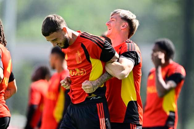 Belgian national football team - FIFA World Cup, WM, Weltmeisterschaft, Fussball 2026 - media activities 03 07 2026 RENTON, UNITED STATES OF AMERICA - JULY 03 : Debast Zeno defender of Belgium and Saelemaekers Alexis midfielder of Belgium pictured during a training session of the Belgian national football team during the FIFA World Cup 2026 on July 3, 2026 in Renton, United States of America, 03 07 2026 Renton United States of America  Copyright: xJanxDexMeuleneirx