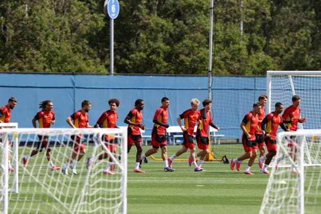 Belgium s players pictured during a training session of Belgian national soccer team Red Devils, on Friday 03 July 2026 in their base camp, home of the Seattle Sounders, Renton, Seattle, USA. The Rode Duivels - Diables Rouges qualified for the knockout stage of the 2026 FIFA World Cup, WM, Weltmeisterschaft, Fussball where they ll meet USA in the round of 16 on July 7th. BRUNOxFAHY  x180294830x