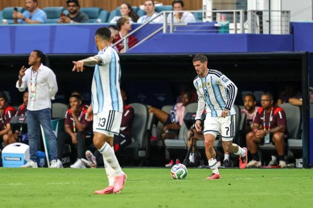 RECORD DATE NOT STATED FIFA World Cup, WM, Weltmeisterschaft, Fussball 2026 - Round of 32 - Argentina v Cape Verde Rodrigo De Paul player of Argentina during the FIFA World Cup 2026 Round of 32 match between Argentina and Cape Verde, at Miami Stadium, in Florida, United States, on Friday, July 03, 2026.(Foto: Vanessa Carvalho Brazil Photo Press IMAGO) Sports Copyright: xVanessaxCarvalhox