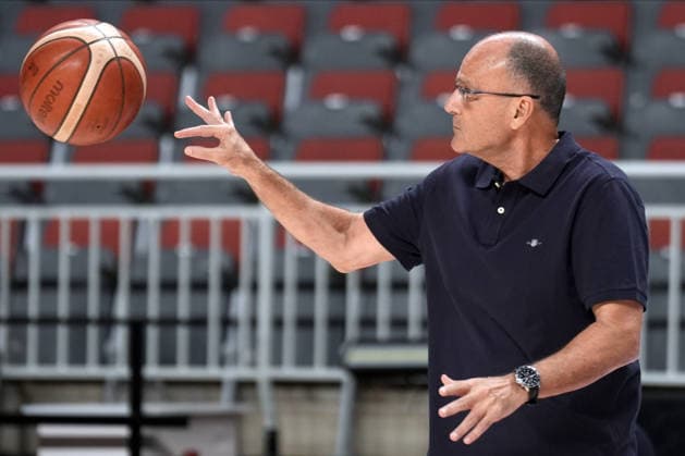 Basketball, Israel, Germany, RÄ«ga, Latvia, 03.07.2026, basketball Head coach of Israel Ariel Beit-Halahmy reacts during FIBA 2027 World Cup European qualifiers Group A game between Israel and Germany national basketball teams In Riga, Latvia, 03.07.2026. Photo: Roman Koksarov (RKF) Riga Latvia Copyright: xRomanxKoksarovx basketISR-GER20260703rk820.JPG