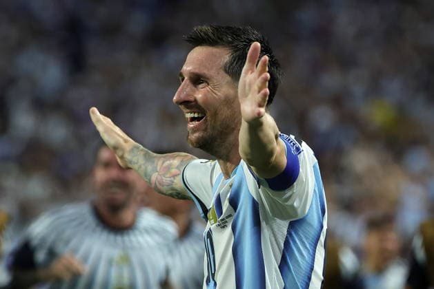 FIFA World Cup, WM, Weltmeisterschaft, Fussball 2026 - Round of 32 - Argentina vs Cape Verde Lionel Messi of Argentina celebrates the 3-2 goal during the FIFA World Cup 2026 Round of 32 match Argentina against Cape Verde, in Miami, Florida, USA, 03 July 2026. MIAMI United States  Copyright: xCRISTOBALxHERRERA-ULASHKEVICHx