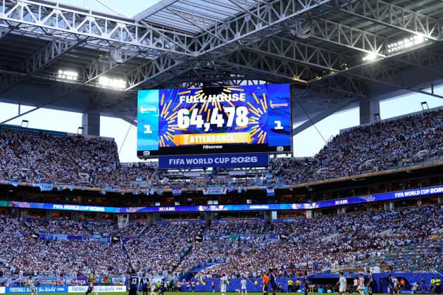 Argentina v Cabo Verde: Round of 32 - FIFA World Cup, WM, Weltmeisterschaft, Fussball 2026 The LED Screen displays the match attendance of ™64,478™ during the FIFA World Cup 2026 Round Of 32 match between Argentina and Cabo Verde at Miami Stadium on July 3, 2026 in Miami Gardens, United States. Miami Gardens FL United States  Copyright: xJosexBretonx originalFilename:bretonhernandez-argentin260703_npEAO.jpg
