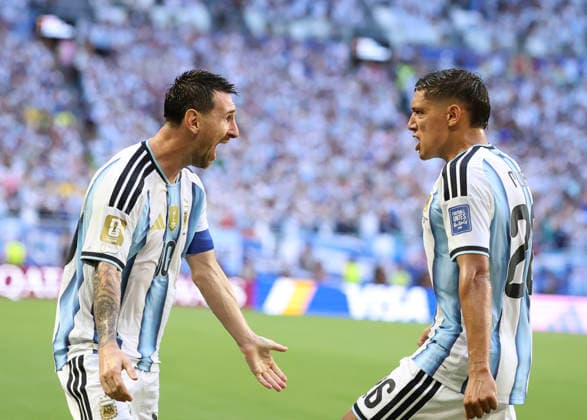 (260704) -- MIAMI, July 4, 2026 -- Lionel Messi (L) of Argentina celebrates with Nahuel Molina after scoring during the round of 32 match between Argentina and Cabo Verde at the 2026 FIFA World Cup, WM, Weltmeisterschaft, Fussball at Miami Stadium, Miami, the United States, July 3, 2026. ) (SP)U.S.-MIAMI-FOOTBALL-FIFA WORLD CUP-ROUND OF 32-ARGENTINA VS CABO VERDE ZhangxChen 