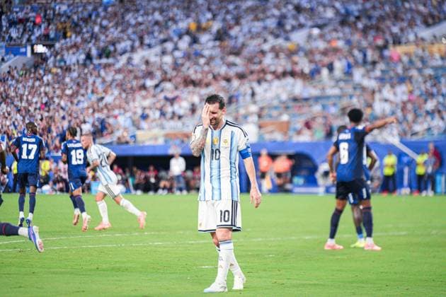Lionel Messi of Argentina gestures during a FIFA Men’s World Cup 2026 round of 32 football match between Argentina and Cape Verde at Miami Stadium, in Miami Gardens July 03 2026 (Photo by Alexandra Fechete SPP)  Copyright: xAlexandraxFechete SPPx Sportspressphoto_SPR184417