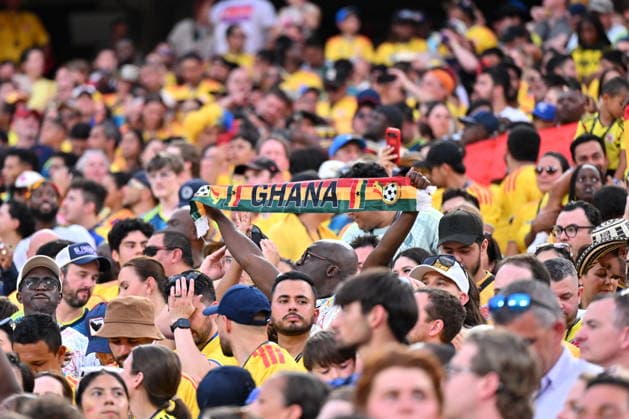 FIFA World Cup, WM, Weltmeisterschaft, Fussball 2026 - Round of 32 - Colombia vs Ghana A supporter of Ghana cheers with a scarf ahead of the FIFA World Cup 2026 Round of 32 match Colombia against Ghana, in Kansas City, Missouri, USA, 03 July 2026. KANSAS CITY United States  Copyright: xAMYxKONTRASx