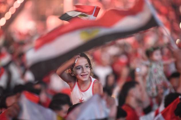 Egypt Fans Celebrate World Cup Victory Over Australia Cairo, EGYPT JULY 3, 2026: Egyptian fans celebrate at a fan zone in Egypt™s New Administrative Capital after the national team, Nationalteam defeated Australia in the FIFA World Cup, WM, Weltmeisterschaft, Fussball 2026 Round of 32. Cairo Egypt Copyright: x xMahmoudxAhmedxabdxelghanyx xJNAxPressx