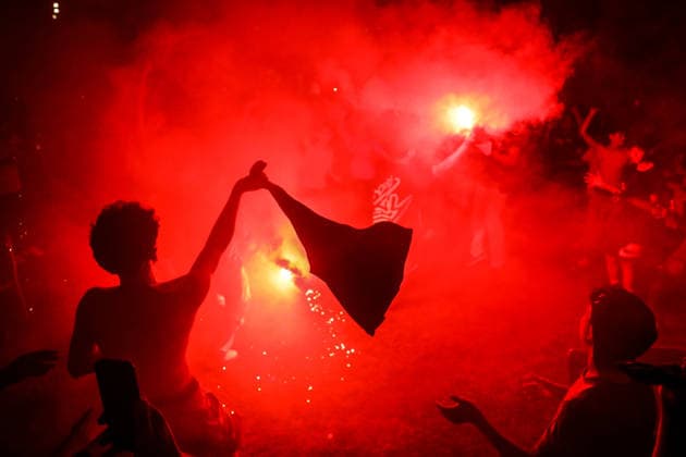 Egyptians celebrate historic advance to World Cup Round of 16 in Cairo CAIRO, EGYPT - JULY 4: Egyptian fans take to the streets to celebrate their national team, Nationalteam s historic victory over Australia to advance to the Round of 16 in the 2026 FIFA World Cup, WM, Weltmeisterschaft, Fussball in Cairo, Egypt, on July 4, 2026. Nationwide celebrations erupted across the country after the Egyptian National Football Team defeated Australia 4-2 on penalties in the Round of 32, reaching this stage for the first time in their history. Supporters gathered in various cities, particularly in the capital Cairo, chanting slogans and carrying flags to mark the historic achievement. Mohamed Elshahed Anadolu Cairo Egypt. Editorial use only. Please get in touch for any other usage.  Copyright: x2026xAnadoluxMohamedxElshahedx
