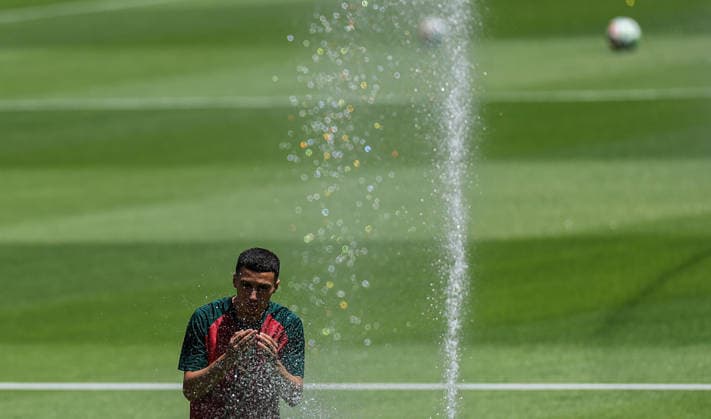 (260704) -- HOUSTON, July 4, 2026 -- Morocco s Bilal El Khannouss attends a training session ahead of the round of 16 match between Canada and Morocco at the 2026 FIFA World Cup, WM, Weltmeisterschaft, Fussball in Houston, the United States, July 3, 2026. ) (SP)U.S.-HOUSTON-FOOTBALL-FIFA WORLD CUP-TRAINING-MOROCCO LixMing 