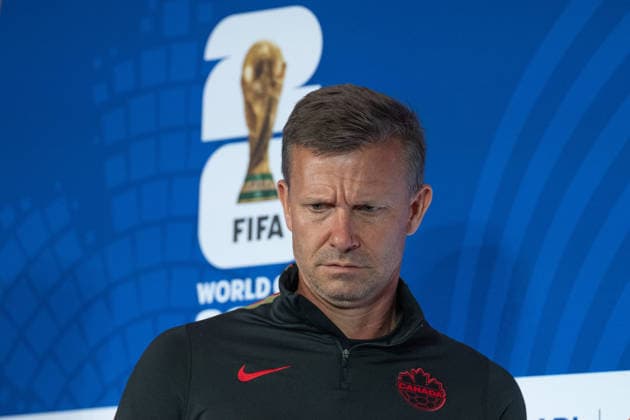 (260704) -- HOUSTON, July 4, 2026 -- Canada s head coach Jesse Marsch arrives at a press conference, PK, Pressekonferenz ahead of the round of 16 match between Canada and Morocco at the FIFA World Cup, WM, Weltmeisterschaft, Fussball 2026 in Houston, the United States, July 3, 2026. ) (SP)U.S.-HOUSTON-FOOTBALL-FIFA WORLD CUP-PRESS CONFERENCE-CANADA XiaoxYijiu 