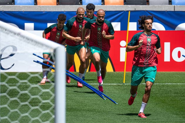 (260704) -- HOUSTON, July 4, 2026 -- Players of Morocco attend a training session ahead of the round of 16 match between Canada and Morocco at the 2026 FIFA World Cup, WM, Weltmeisterschaft, Fussball in Houston, the United States, July 3, 2026. ) (SP)U.S.-HOUSTON-FOOTBALL-FIFA WORLD CUP-TRAINING-MOROCCO XiaoxYijiu 