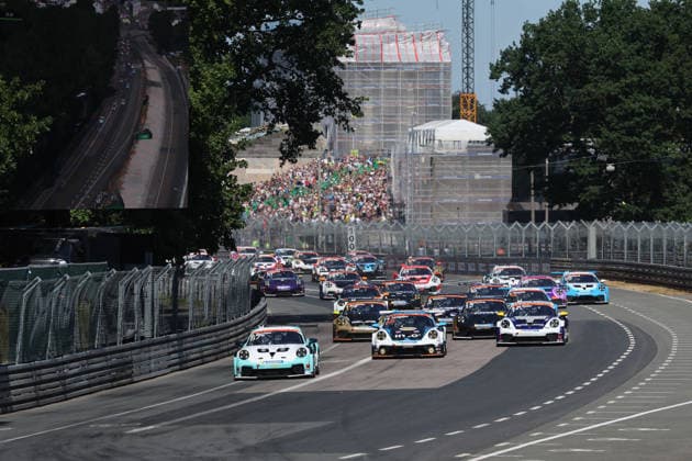 Nürnberg, Deutschland 03. - 05. Juli 2026: Porsche Sixt Carrera Cup Deutschland - 2026 - Norisring - Samstag Rennen 1 Im Bild: Rennstart - Führender Gus Burton (GBR 57) Norisring Bayern *** Nuremberg, Germany, July 3–5, 2026 Porsche Sixt Carrera Cup Germany 2026 Norisring Saturday Race 1 Pictured: Race start; leader Gus Burton (GBR) 57, Norisring, Bavaria Copyright: xFotostandx xFabianxWernerx
