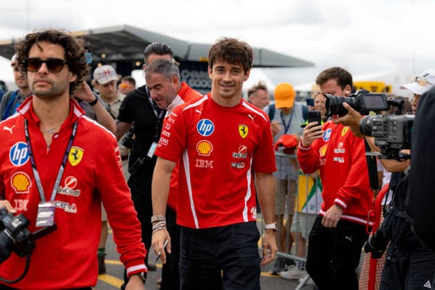 July 4, 2026, Silverstone, Northamptonshire, United Kingdom: CHARLES LECLERC (16, Scuderia Ferrari HP, MCO, Monegasque F1 Driver, SF-26) during drivers arrival on quali and sprint day (saturday) at the Formula 1 Pirelli British Grand Prix 2026 at Silverstone Circuit Silverstone United Kingdom - ZUMAr193 20260704_zsp_r193_021 Copyright: xSaraxRuffonix