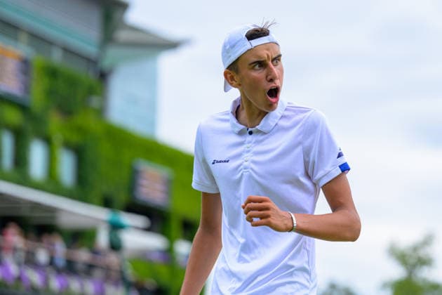 Day Six: The Championships - Wimbledon 2026 LONDON, ENGLAND JULY 04 - Vincent Fletcher of Great Britain reacts during Boy’s Single First Round against Luis Guto Miguel of Brazil at The Wimbledon Lawn Tennis Championship at Wimbledon on July 04, 2026 in London, England. (Photo by Keeran Marquis)  Copyright: xKeeranxMarquis Fotoarena SPPx Sportspressphoto_SPR184593