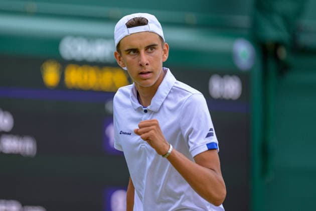 Day Six: The Championships - Wimbledon 2026 LONDON, ENGLAND JULY 04 - Vincent Fletcher of Great Britain reacts during Boy’s Single First Round against Luis Guto Miguel of Brazil at The Wimbledon Lawn Tennis Championship at Wimbledon on July 04, 2026 in London, England. (Photo by Keeran Marquis)  Copyright: xKeeranxMarquis Fotoarena SPPx Sportspressphoto_SPR184607