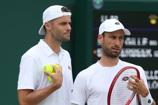 The Championships Wimbledon 2026- DAY 6- 04 07 2026 Great Britain, London, All England Lawn Tennis Club, The Championships Wimbledon 2026 - DAY 6- 04 07 2026 Belgian player Sander Gille (BEL) and his double partner Sem Verbeek (NED) pictured during their second double round in London , All England Lawn Tennis Club at The Championships Wimbledon 2026 LONDON GREAT BRITAIN  Copyright: xMélaniexJeusettex