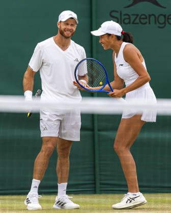 Christian Harrison (USA) and Shaui Zhang (CHN) in action during their Mixed Doubles match at The Championships Wimbledon 2026, AELTC, London London All England Lawn Tennis and Croquet Club Wimbledon England, UK NEWSPAPERS OUT Copyright: xImmyxThompson-Bland IPSxPhotoxAgencyx