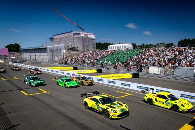 DTM, 7. + 8. Rennen Norisring 2026 8 Aston Martin Vantage AMR GT3 EVO, Comtoyou Racing: Nicolas Baert, 91 Porsche 911 GT3 R (992), Manthey: Thomas Preining - picture by Gruppe C Photography Nürnberg Norisring Bayern Germany Copyright: xGruppexCxPhotographyx