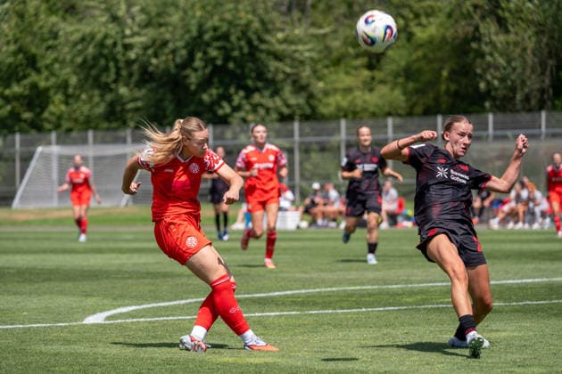 Marlene Mueller (Bayer 04 Leverkusen, 27) blockt den Schuss von Christine Kilian (1. FSV Mainz 05, 16). Bayer 04 Leverkusen vs. 1. FSV Mainz 05, Fussball, Frauen Bundesliga, Testspiel, Saison 2026 2027, 04.07.2026 DFL DFB Regulations prohibit any use of Photographs as image sequences and or Quasivideo Bayer 04 Leverkusen vs. 1. FSV Mainz 05, Fussball, Frauen Bundesliga, Testspiel, Saison 2026 2027, 04.07.2026 Leverkusen *** Marlene Mueller (Bayer 04 Leverkusen, 27) blocks a shot by Christine Kilian (1 FSV Mainz 05, 16). Bayer 04 Leverkusen vs. 1 FSV Mainz 05, Soccer, Women’s Bundesliga, Friendly Match, 2026–2027 Season, July 4, 2026 DFL DFB regulations prohibit any use of photographs as image sequences and or quasi-video Bayer 04 Leverkusen vs. 1 FSV Mainz 05, Soccer, Women’s Bundesliga, Friendly Match, 2026–2027 Season, July 4, 2026, Leverkusen Copyright: xEibner-Pressefoto ThomasxHaeslerx EP_THR