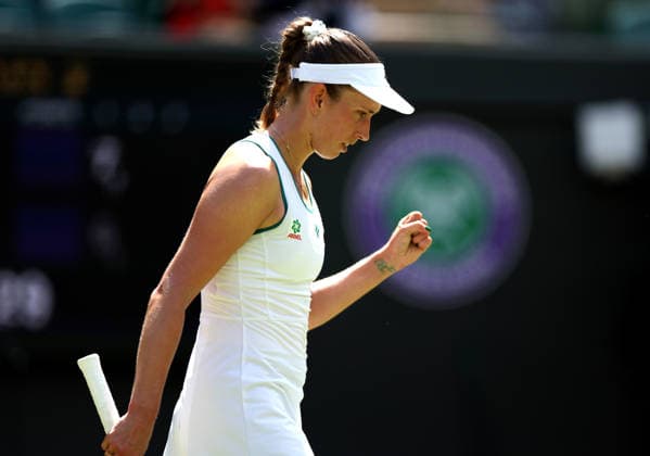 Elise Mertens celebrates during her third round match Wimbledon Tennis Championships, Day 6, The All England Lawn Tennis and Croquet Club, London, UK - 04 Jul 2026London The All England Lawn Tennis and United Kingdom  Copyright: xKieranxMcManus Shutterstockx 16975553bp
