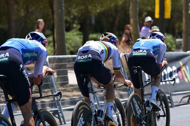 Belgian Remco Evenepoel of Red Bull-BORA-hansgrohe pictured during a training ahead of the first stage of the 2026 Tour de France cycling race, a team time trial of 19km with start and finish in Barcelona, Spain, Saturday 04 July 2026. The 113th edition of the Tour de France starts on Saturday 4 July in Barcelona, Spain, and will finish in Paris, France on the 26th of July. DAVIDxPINTENS  x180339627x
