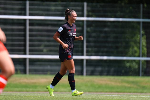 Testspiel: Bayer 04 Leverkusen - 1. FSV Mainz 05; 04.07.2026 Maja Sternad (Bayer 04 Leverkusen, 23) Jubel zum 1:0 Testspiel: Bayer 04 Leverkusen - 1. FSV Mainz 05; Köln, Leistubgszentrum Kurtekotten ;04.07.2026 *** Friendly Match: Bayer 04 Leverkusen 1, FSV Mainz 05 0, April 7, 2026, Maja Sternad, Bayer 04 Leverkusen, 23 Celebrating the 1–0 win in the friendly match: Bayer 04 Leverkusen 1, FSV Mainz 05, Cologne, Kurtekotten Training Center, July 4, 2026 Copyright: xBEAUTIFULxSPORTS Freisenx