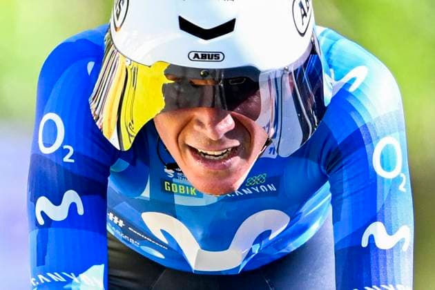 Tour de France 2026 Stage 1 BARCELONA, SPAIN - JULY 04 : Uijtdebroeks Cian (BEL) of Movistar Team at the finish line during stage 1 of the 113rd edition of Tour de France an UCI World Tour 2.UWT Team Time Trial stage for Men Elite of 19 km with start in Barcelona and finish in Barcelona on July 4, 2026 in Barcelona, Spain, 04 07 2026 Barcelona Spain  Copyright: xTomasxSiskx