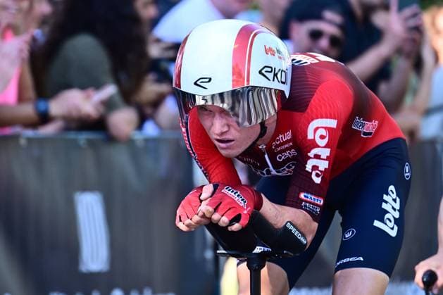 Tour de France 2026 Stage 1 BARCELONA, SPAIN - JULY 04 : Van Eetvelt Lennert (BEL) of Lotto - Intermarche in action during stage 1 of the 113rd edition of Tour de France an UCI World Tour 2.UWT Team Time Trial stage for Men Elite of 19 km with start in Barcelona and finish in Barcelona on July 4, 2026 in Barcelona, Spain, 04 07 2026 Barcelona Spain  Copyright: xPeterxDexVoechtx