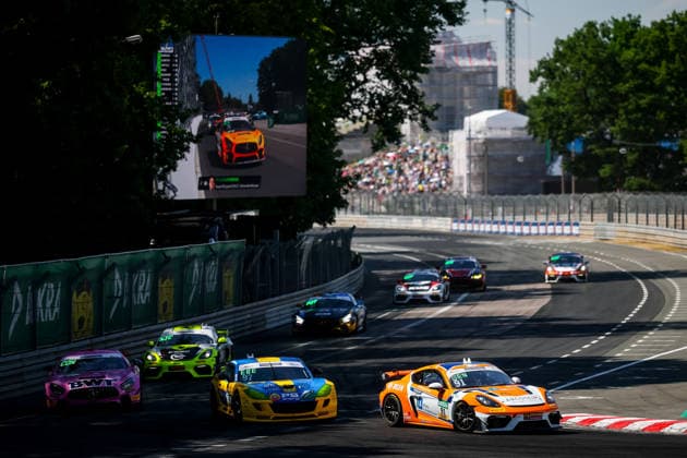 ADAC GT4 Germany, 3. + 4. Rennen Norisring 2026 91 Porsche 718 Cayman GT4 RS Clubsport, Team Wimmer Werk Motorsport: Jesper Bruno Jensen, Laurenz Rühl, 97 Ginetta G56 GT4 Evo, KRT RACING: Alexzander Kristiansson, Erik Bertilsson - picture by Gruppe C Photography Nürnberg Norisring Bayern Germany Copyright: xGruppexCxPhotographyx