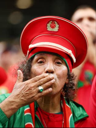 A fan of Morocco shows her support before a Round of 16 FIFA World Cup, WM, Weltmeisterschaft, Fussball match against Canada at Houston Stadium in Houston, Texas, on Saturday, July 4, 2026.  HOU20260704903 CHRISTIANxBRUNSKILL