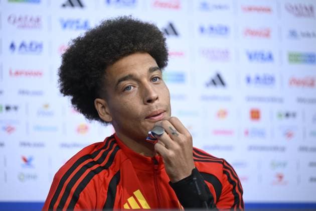 Belgian national football team - FIFA World Cup, WM, Weltmeisterschaft, Fussball 2026 - media activities 04 07 2026 RENTON, UNITED STATES OF AMERICA - JULY 04 : Lukebakio Dodi forward of Belgium and Witsel Axel midfielder of Belgium talking to the press during a press conference, PK, Pressekonferenz of the Belgian national football team during the FIFA World Cup 2026 on July 4, 2026 in Renton, United States of America, 04 07 2026 Renton United States of America  Copyright: xNicoxVereeckenx