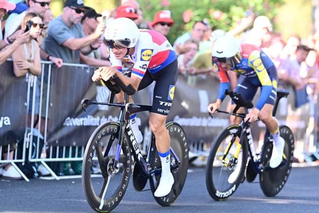 Tour de France 2026 Stage 1 BARCELONA, SPAIN - JULY 04 : Vacek Mathias (CZE) of Lidl Trek in action during stage 1 of the 113rd edition of Tour de France an UCI World Tour 2.UWT Team Time Trial stage for Men Elite of 19 km with start in Barcelona and finish in Barcelona on July 4, 2026 in Barcelona, Spain, 04 07 2026 Barcelona Spain  Copyright: xPeterxDexVoechtx