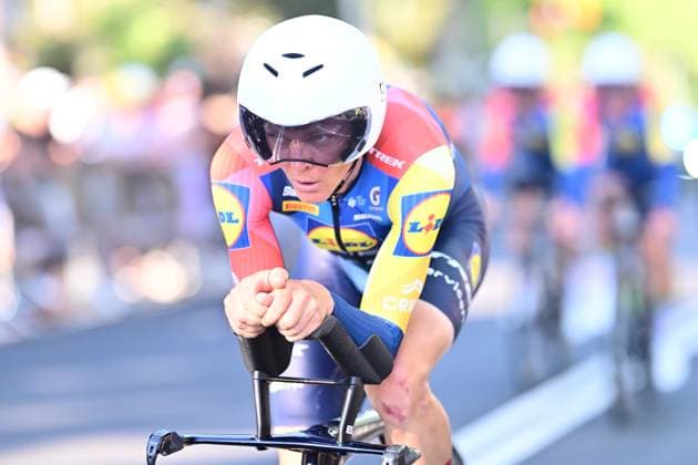 Tour de France 2026 Stage 1 BARCELONA, SPAIN - JULY 04 : Skujins Toms (LAT) of Lidl - Trek in action during stage 1 of the 113rd edition of Tour de France an UCI World Tour 2.UWT Team Time Trial stage for Men Elite of 19 km with start in Barcelona and finish in Barcelona on July 4, 2026 in Barcelona, Spain, 04 07 2026 Barcelona Spain  Copyright: xPeterxDexVoechtx