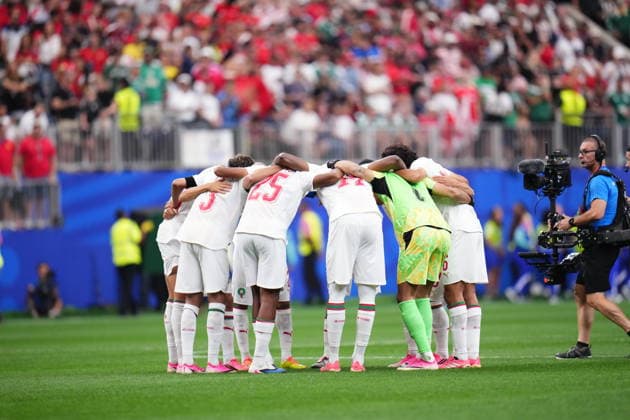 Canada v Morocco - FIFA World Cup, WM, Weltmeisterschaft, Fussball 2026 - Round of 16 HOUSTON, UNITED STATES - JULY 04: Players of Morocco talk to each other during the 2026 FIFA World Cup Round of 16 match between Canada and Morocco at Houston Stadium (NRG Stadium) on July 04, 2026 in Houston, Texas. Jose Hernandez Anadolu Texas United States. Editorial use only. Please get in touch for any other usage.  Copyright: x2026xAnadoluxJosexHernandezx